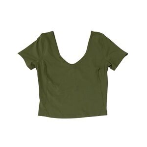 Lululemon Align Tee Sz 6 Bronze Green Nulu Cropped